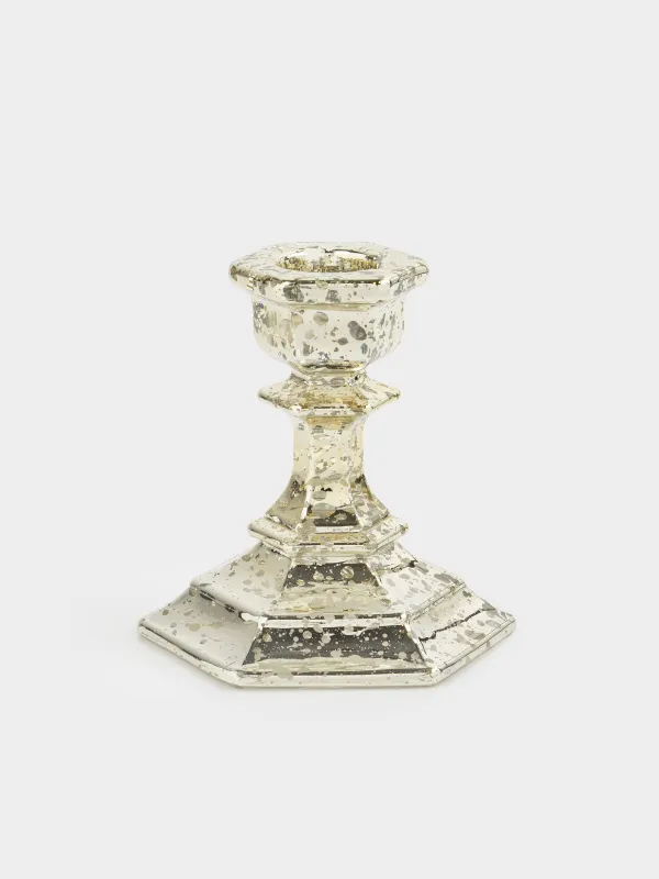 Подсвечник, 9 см, для тонкой свечи, на ножке, стекло, шампань, Patina, image-0