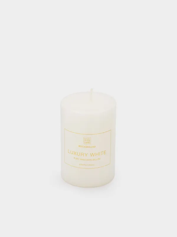 Хош иісті шам, 10 см, цилиндр тәрізді, ақ, Ruby Mandarin Bellini, Luxury white, image-2