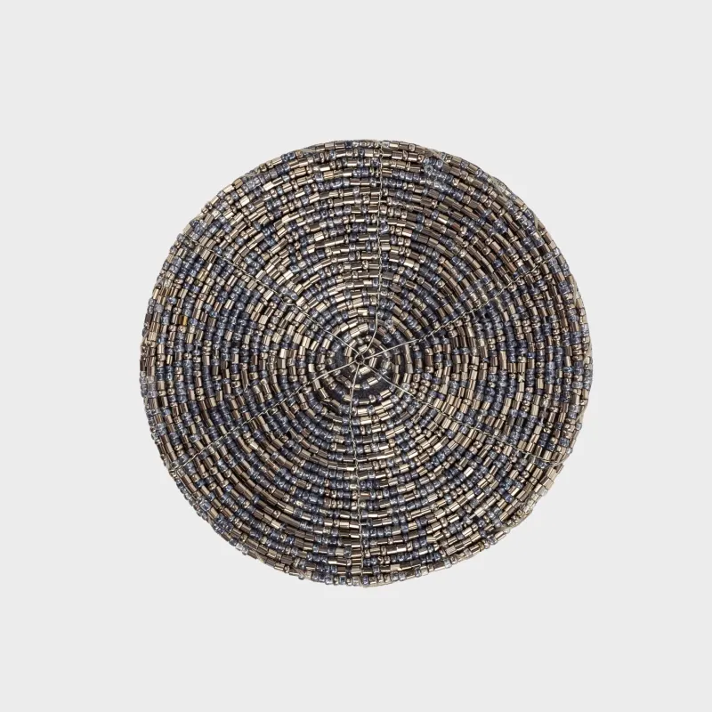 Саптыаяқ тұғыры, 10 см, 2 дана, моншақ, дөңгелек, күміс-көк, Shiny beads, image-3