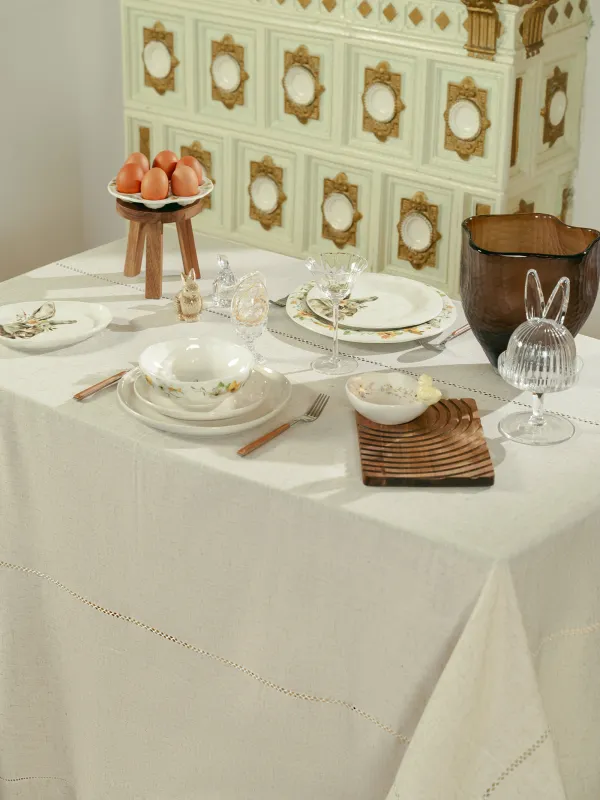 Дастархан, 170х250 см, полиэстер/зығыр, сарғылт-қоңыр, Hemstitch, image-2