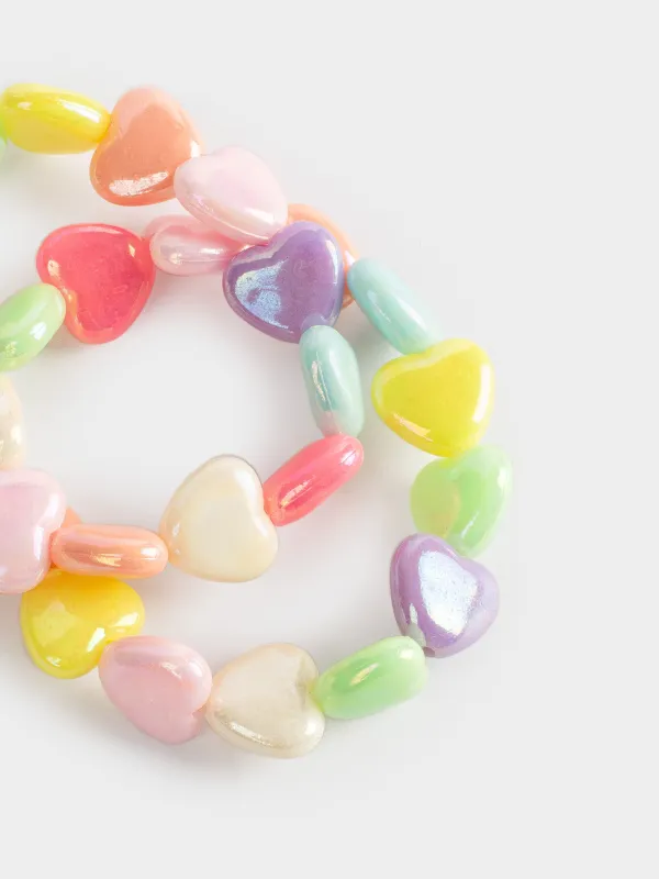 Зергерлік бұйымдар жиынтығы, 2 PR, балалар, пластик, білезік / моншақтар, жүректер, зергерлік балалар, image-3