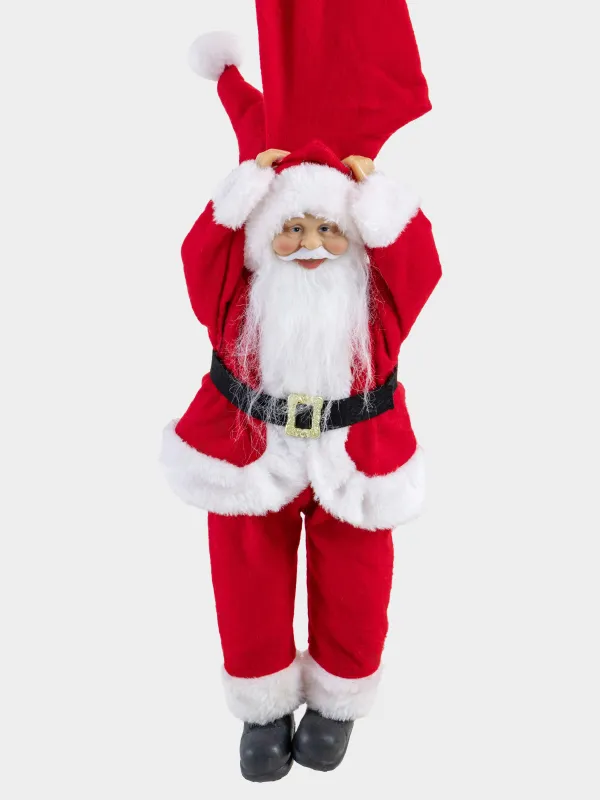 Изделие декоративное, 78 см, подвесное, пластик/полиэстер, красное, Санта на банте, Magic time, image-1