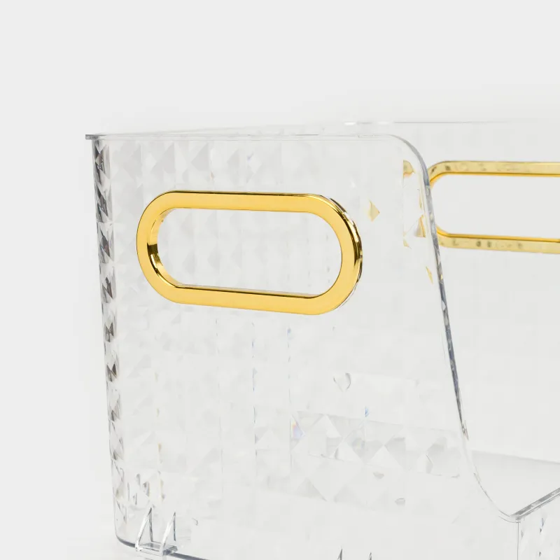 Ящик-органайзер, 20х17х15 см, с золотистыми ручками, пластик, Kandy, image-2