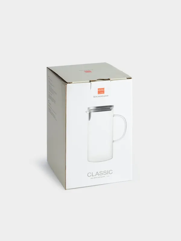 Кувшин, 1,2 л, с крышкой-фильтром, стекло Б/сталь, Classic, image-6