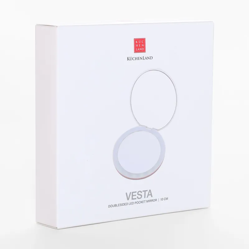 Қалта айнасы, 10 см, екі жақты, жарықтандырылған, пластик, ақ, Vesta, image-4