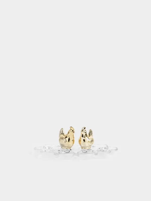 Пасха ыдысы, 26 см, 10 бөлім, шыны, Алтын тауықтар, Clear figure, image-0