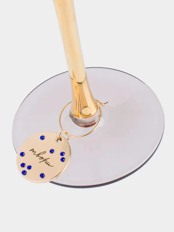 Подвеска для бокала, 6 шт, металл/стразы, золотистая, Пожелания на медальоне, Т Fantastic gold, image-3