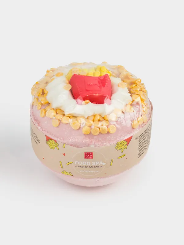 Бомбочка для ванны, 130 гр, с игрушкой, персиковая, Тутти-фрутти, Картофель фри, Food spa, image-4