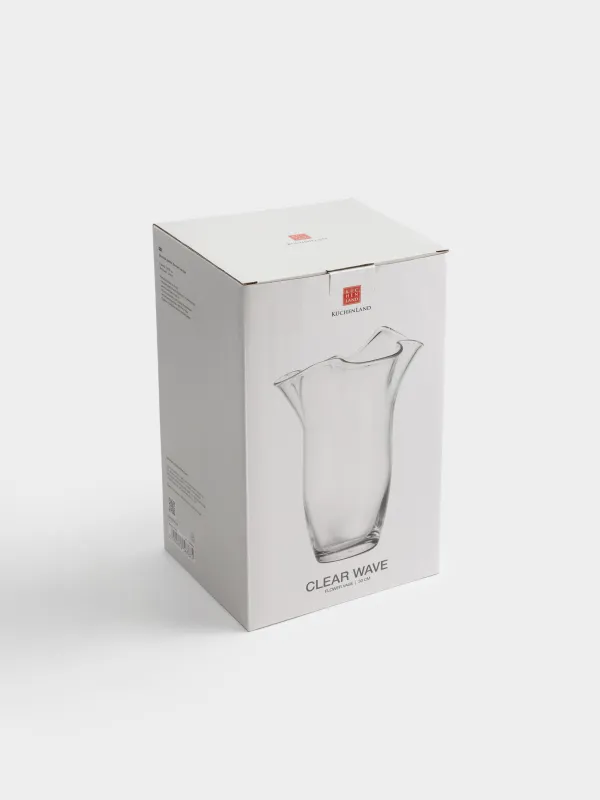 Ваза для цветов, 30 см, стекло, Clear wave, image-4