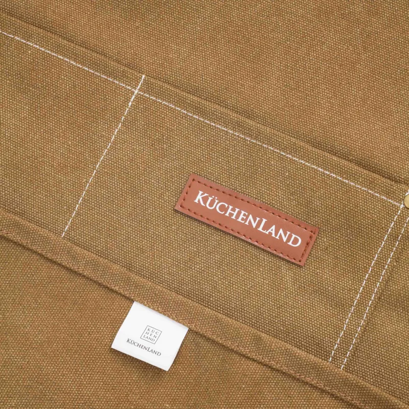 Алжапқыш, 58х78 см, қалталары бар, ұстағышы бар, брезент/жасанды былғары, қоңыр, BBQ, image-5