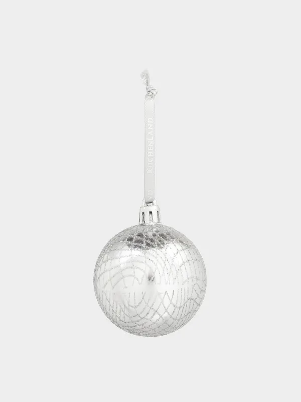 Шырша ойыншығы, 6 см, 4 дана, пластик, күміс, Шар, Ball sparkle, image-1