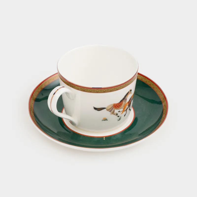 Шай жұбы, 1 адам, 2 зат, 260 мл, фарфор F, түсі, алтын жиектері бар, Аттар, Blue wind, image-1