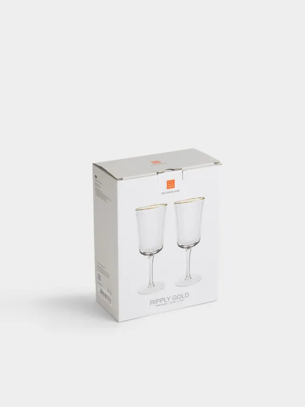 Шарапқа арналған бокал, 350 мл, 2 дана, шыны, алтын жиегі бар, Ripply gold, image-4