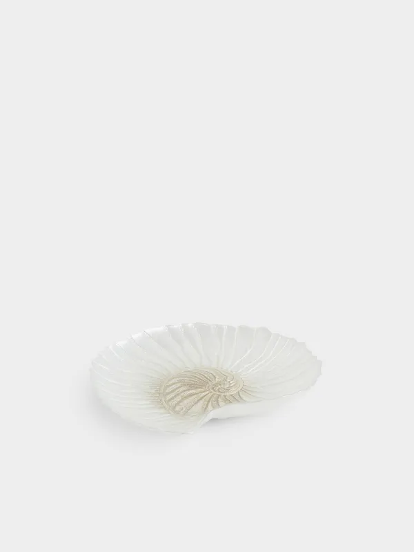 Ыдыс, 31х29х4 см, шыны, сүт түстес/шампан, Қабыршақ, Ammonite, image-0
