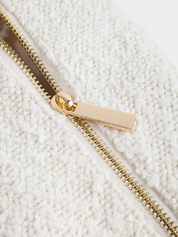 Косметичка, 25x12 см, с ручкой, букле, молочная, Boucle beauty, image-2