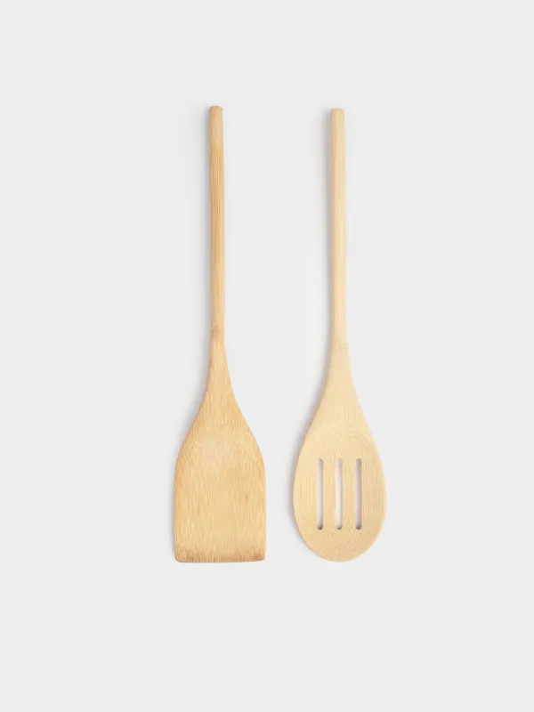 Набор кухонных принадлежностей, 2 пр, лопатка/шумовка, бамбук, Bamboo, image-0