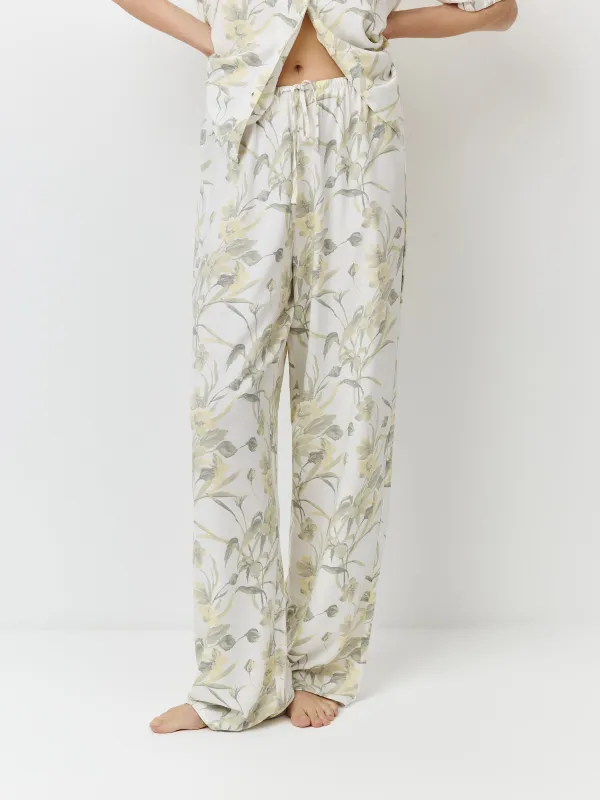 Әйелдер шалбары, үйге арналған, өлшемі S, вискоза, сұр, Жапырақтар, Leksli, image-1