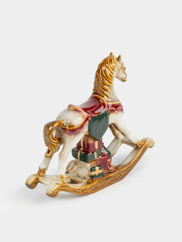 Статуэтка, 13 см, керамика, Лошадка-качалка с подарками, Christmas miracle classic, image-3