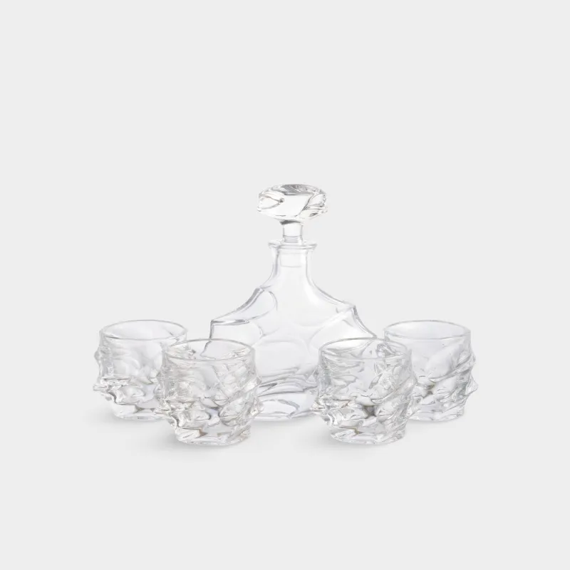 Набор для виски, 4 перс, 5 пр, графин/стаканы, стекло Р, фигурный, Peak