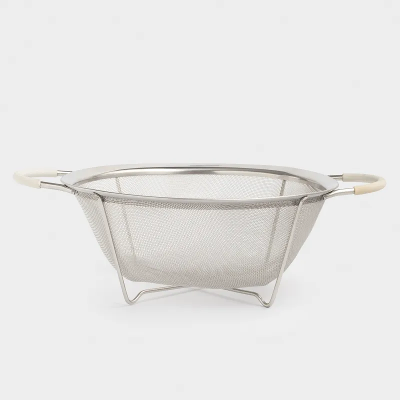 Сито-дуршлаг, 25 см, с двумя ручками, сталь/силикон, молочный, Tammy