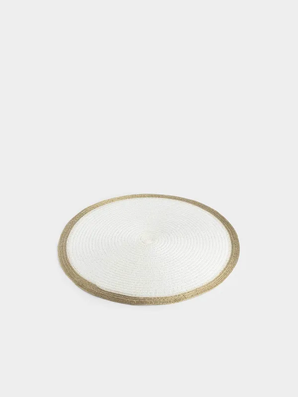 Аспаптарға арналған майлық, 38 см, полиэстер, дөңгелек, ақ, алтын жиек, Rotary rim, image-1