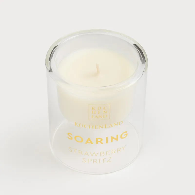 Свеча ароматическая, 9 см, в подсвечнике, стекло, Strawberry Spritz, Soaring, image-1