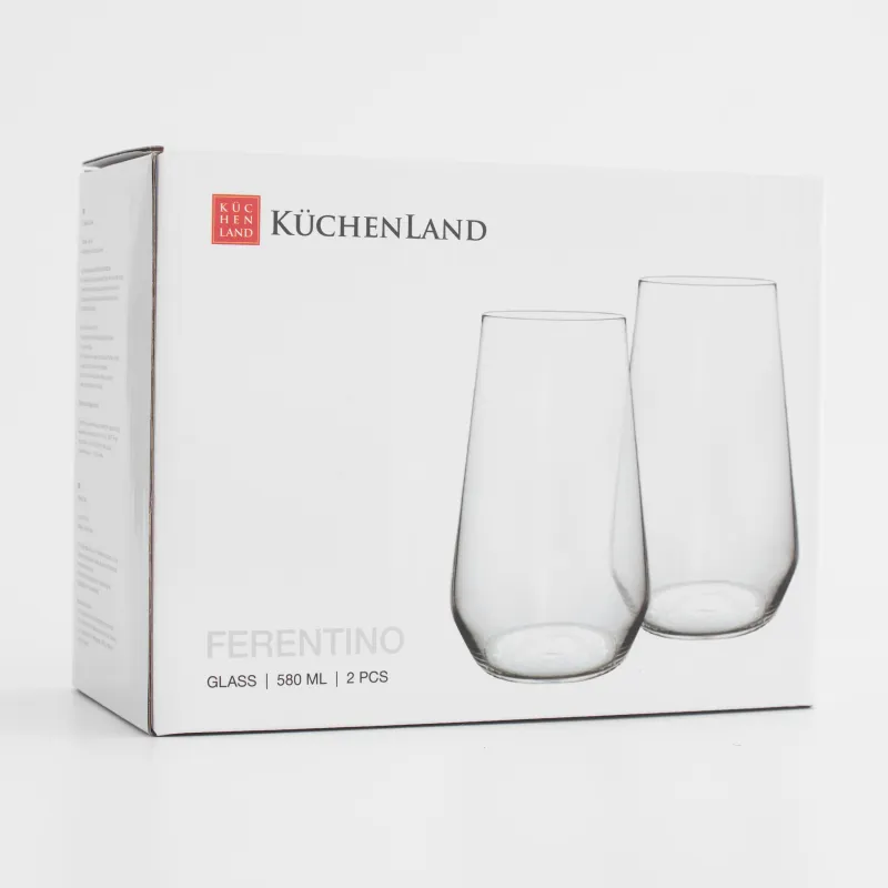 Стакан, 14 см, 580 мл, 2 шт, кристальное стекло, Ferentino, image-3