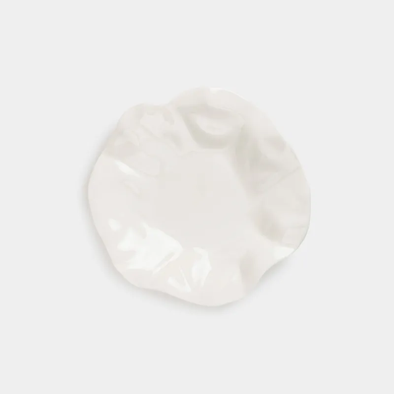 Тіскебасар тәрелкесі, 21 см, фарфор N, сүт түстес, Мыжылған эффект, Crumple