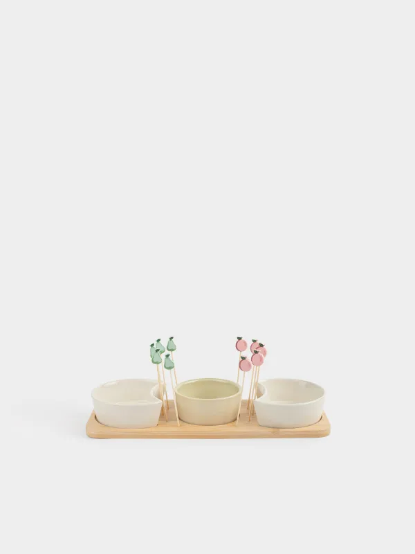 Набор для закусок, на подставке, со шпажками, Bamboo, image-1