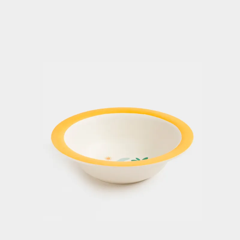 Сорпа тәрелкесі, балаларға арналған, 15х4 см, бамбук, сары, Динозавр және пальма, Dino