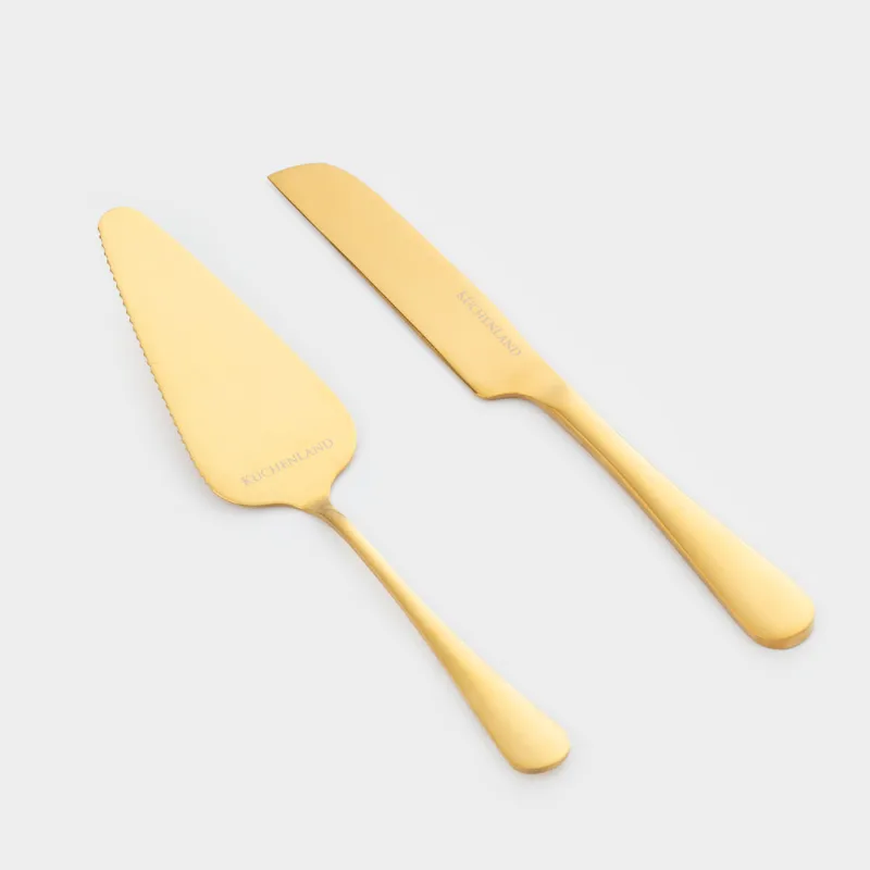 Приборы для сервировки торта, 22 и 24 см, 2 пр, лопатка/нож, сталь, золотистые, Classic gold