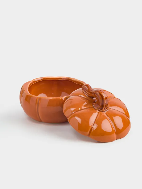 Емкость для хранения, 13х10 см, 390 мл, керамика D, оранжево-коричневая, Тыква, Forest symphony, image-1