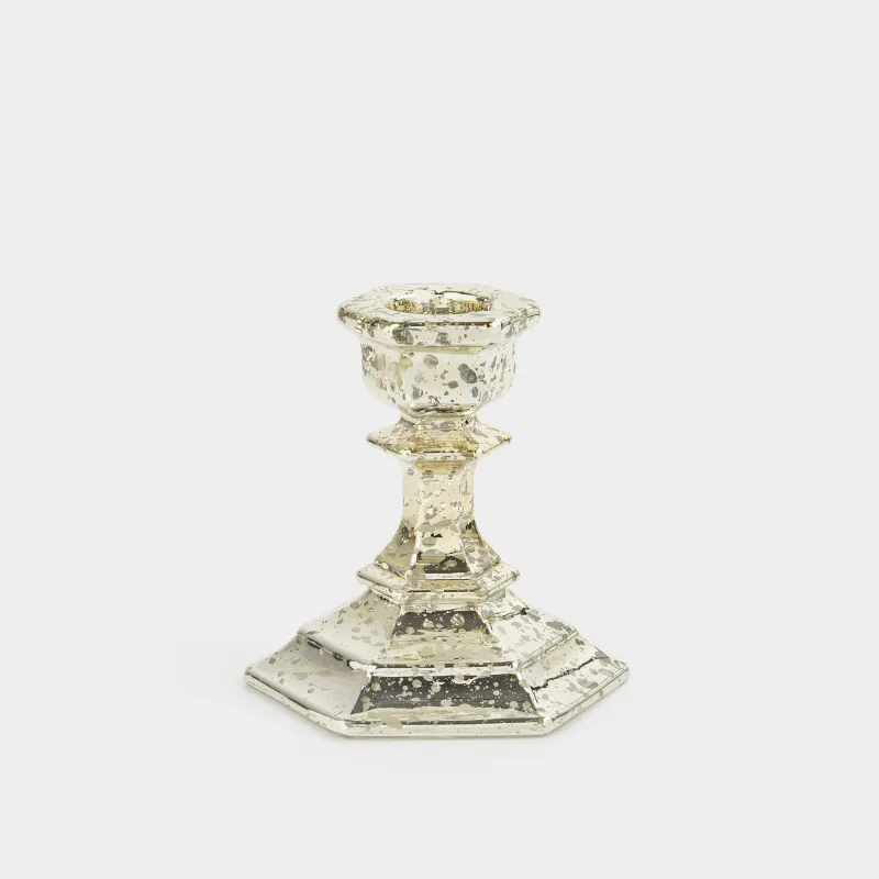 Шам ұстағыш, 9 см, жіңішке шамға арналған, аяқты, шыны, шампан, Patina