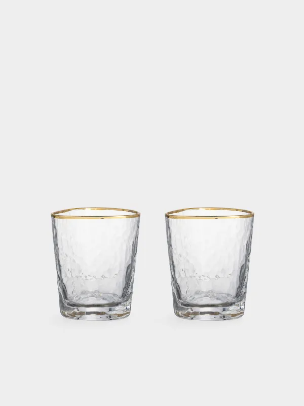 Стакан для виски, 10 см, 380 мл, 2 шт, стекло, золотистый кант, Triangle Gold, image-0