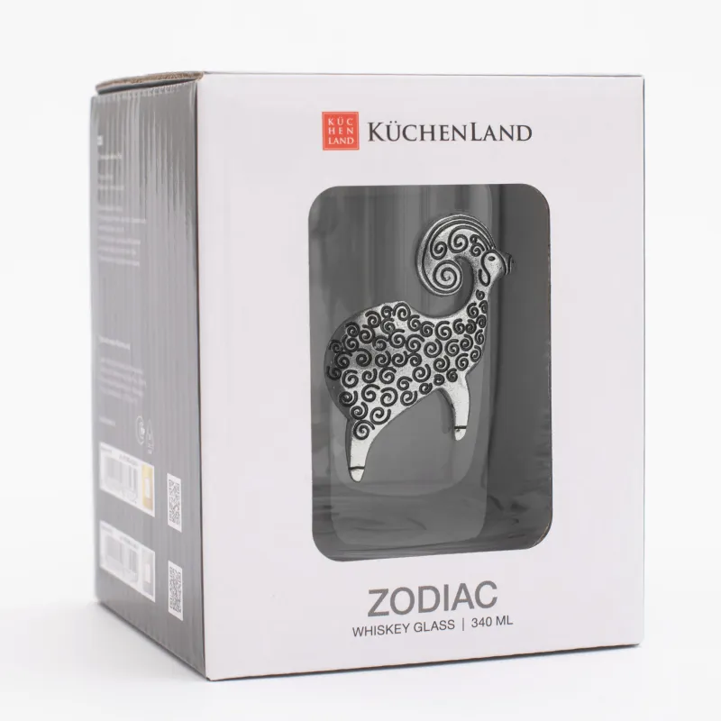 Виски стақаны, 10 см, 340 мл, шыны/металл, күміс, Тоқты, Zodiac, image-5