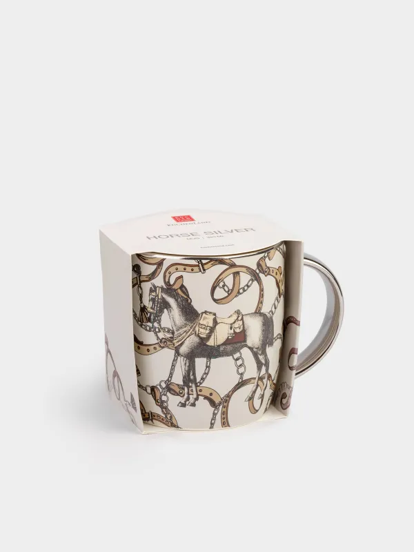 Саптыаяқ, 380 мл, фарфор N, сұр-күміс, Жылқы, Horse silver, image-4