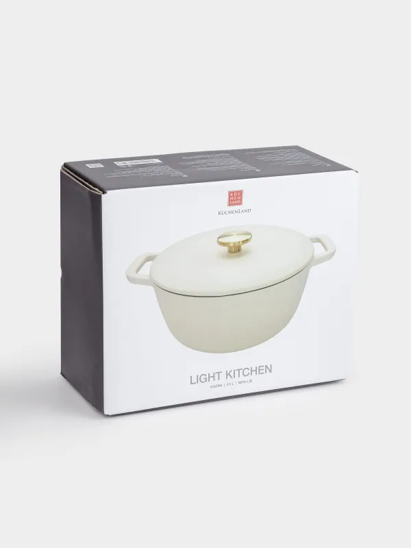 Қазан, 25 см, 4 л, қақпағы бар, шойын, сүт түстес, Light kitchen, image-5