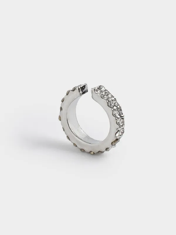 Кофе сырға, 1 см, металл, күміс, кристалдар, зергерлік Кристалл, image-1