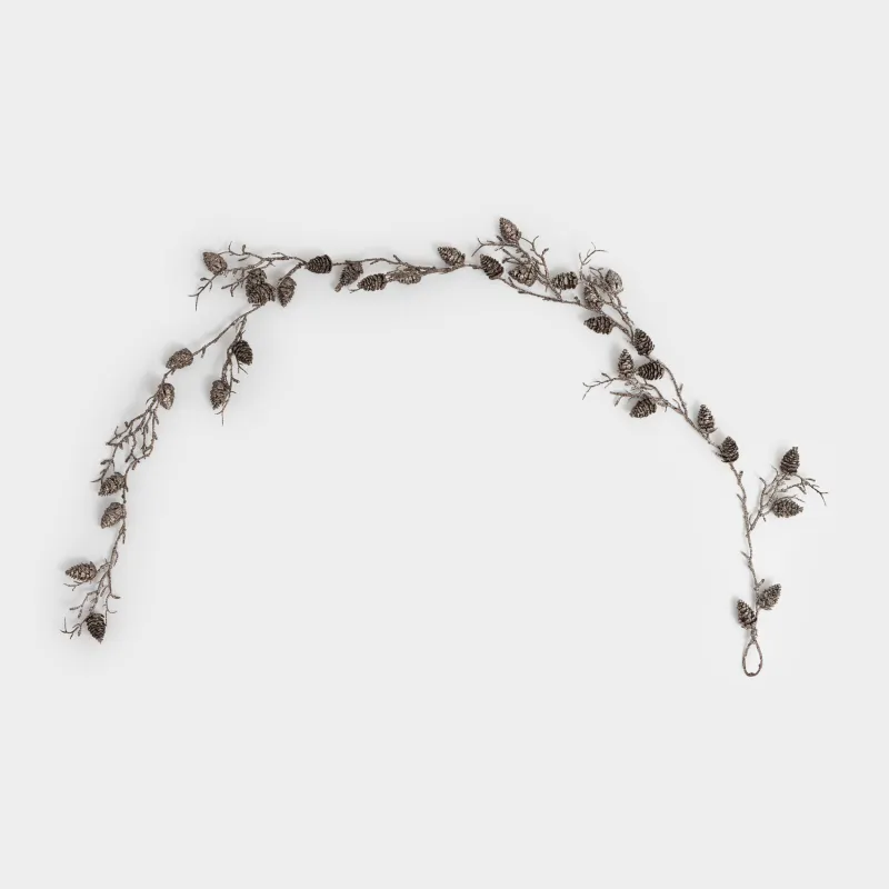 Сәндік гирлянд, 1,5 м, аспалы, пластик, қола, Шырша бүршігі, Bronze decor