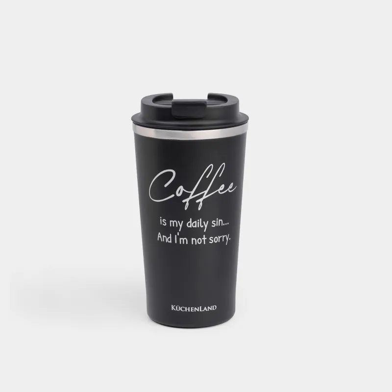 Термокружка, 450 мл, с надписью, Coffee time