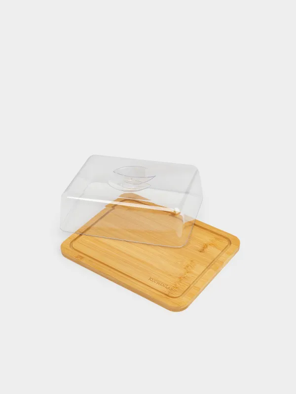 Қақпағы бар тағам, 23x17 см, бамбук/пластик, тікбұрышты, бамбук, image-3