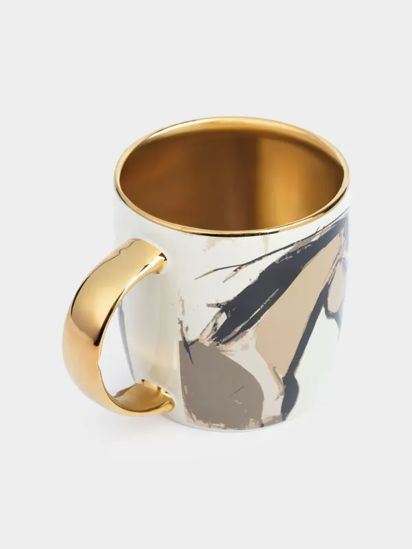 Саптыаяқ, 380 мл, фарфор N, сүт және алтын түстес, Жылқы, Horse gold, image-1