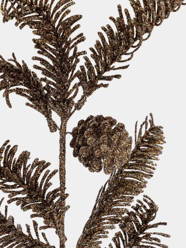 Ветка декоративная, 65 см, пластик/металл, Бронзовая хвоя с шишками, Conifer bronze, image-2