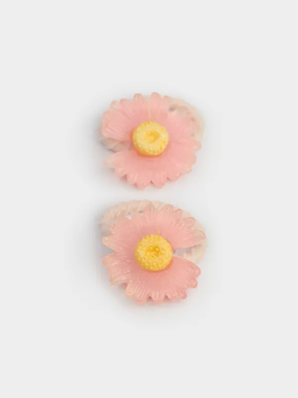 Резинка для волос, 3 см, 2 шт, детская, пластик, розовая, Цветок, Gracile, image-1