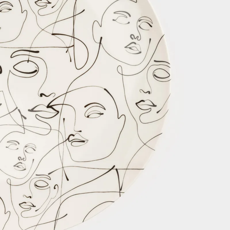 Түскі ас тәрелкесі, 27 см, 2 дана, фарфор N, сүт түстес, Абстрактті беттер, Face, image-5