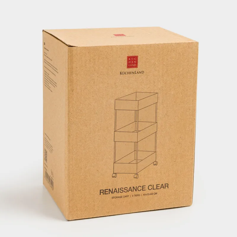 Сөре, 3 деңгейлі, 40х22х63 см, дөңгелектері бар, себеттері бар, пластик, сұр, Renaissance clear, image-7