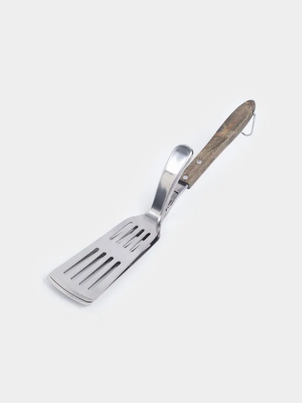 Барбекю қысқышы, 40 см, ойықтары бар, болат / ағаш, барбекю, image-1