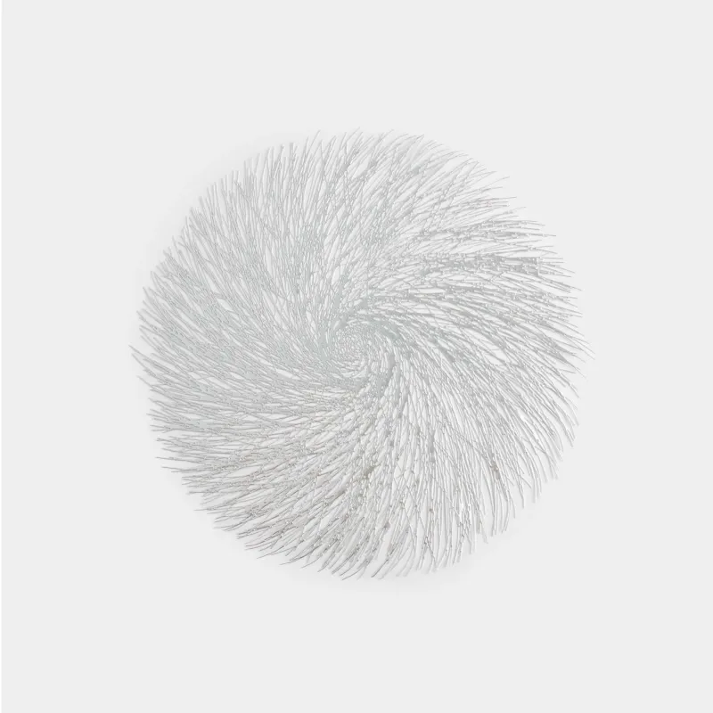 Салфетка под приборы, 38 см, ПВХ, круглая, серебристая, Azhur Grid