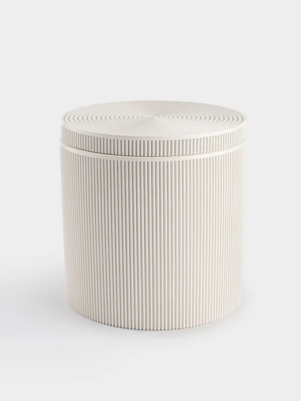 Жуынатын бөлмеге арналған қорап, 10 см, полирезин, сүт түстес, White stripes, image-0