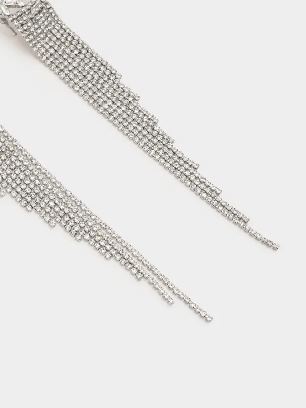 Пуссет сырғалары, 14 см, 2 дана, металл/страздар, күмістер, Кристалдар, Jewelry crystal, image-4